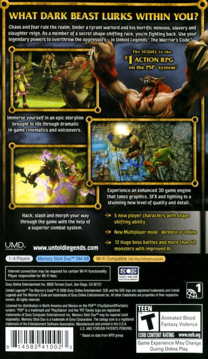 Untold Legends: The Warrior's Code  – PlayStation Portable (PSP) - for just $10.99! 