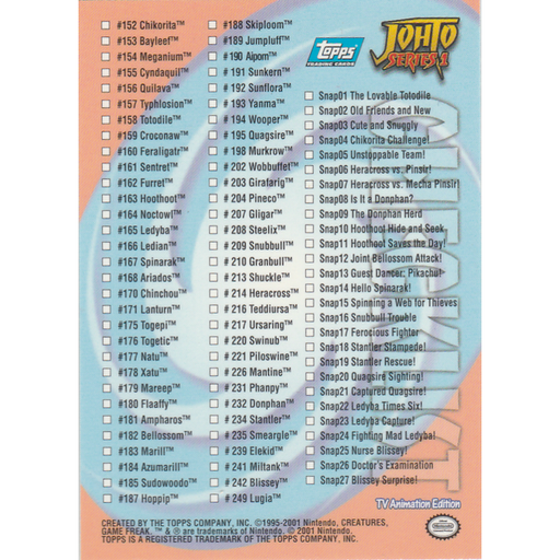 Checklist (-) [Topps Pokemon Johto Series 1] - Just $0.75! Shop now at Retro Gaming of Denver