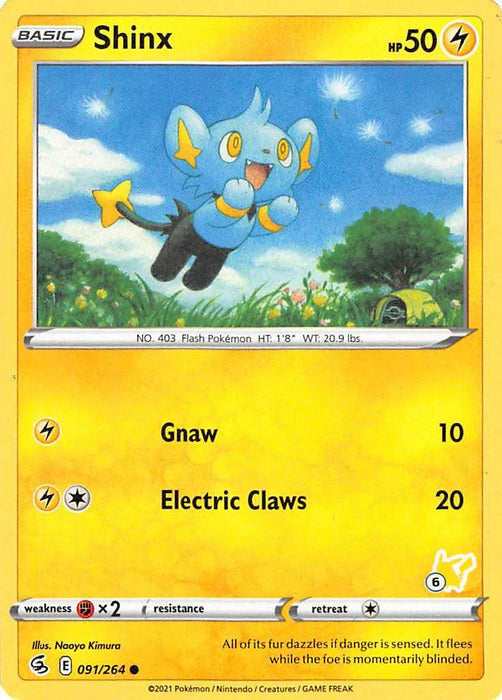 Shinx (091/264) (Pikachu Stamp #6) [Battle Academy 2022] - for just $0.10! 