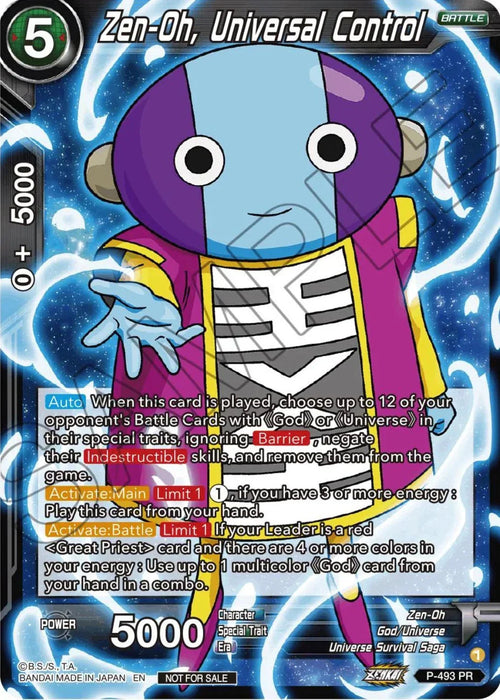 Zen-Oh, Universal Control (Zenkai Series Tournament Pack Vol.3) (P-493) [Tournament Promotion Cards] - for just $0.10! 
