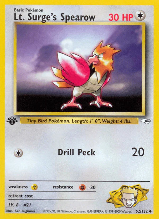 Lt. Surge's Spearow (52/132) [Gym Heroes 1st Edition] - for just $0.70! 