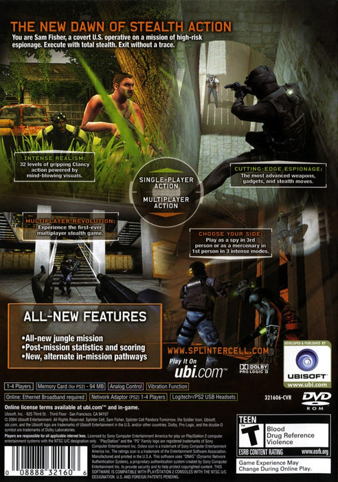 Tom Clancy's Splinter Cell: Pandora Tomorrow – PlayStation 2 (PS2) - for just $0! 
