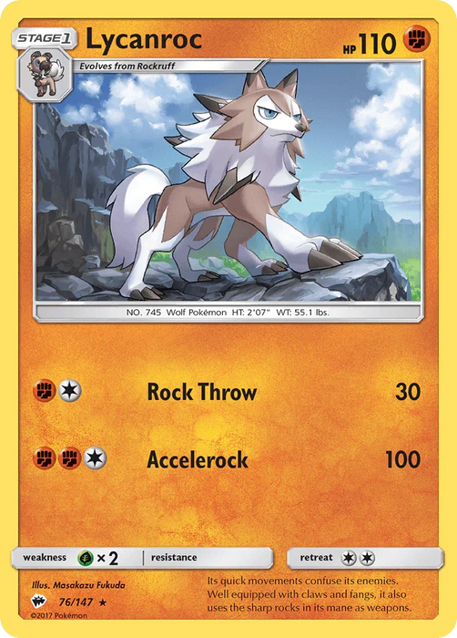 Lycanroc (76/147) [Sun & Moon: Burning Shadows] - for just $0.15! 