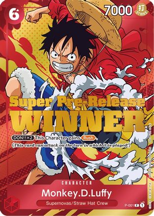 Monkey.D.Luffy (Super Pre-Release) [Winner] (P-001) - One Piece Promotion Cards Foil - for just $900! 