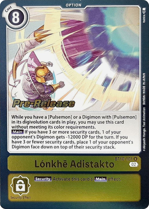 Lonkhe Adistakto [BT10-101] [Xros Encounter Pre-Release Cards] - Just $3.50! Shop now at Retro Gaming of Denver