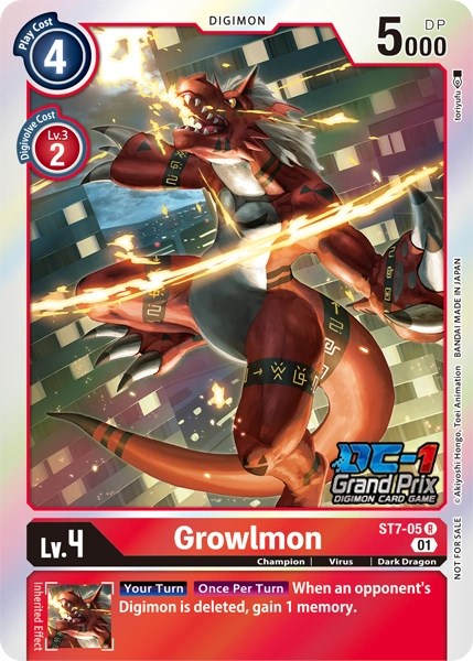 Growlmon [ST7-05] (DC-1 2022 Stamped) [Starter Deck: Gallantmon Promos] - Just $0.10! Shop now at Retro Gaming of Denver