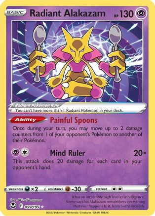 Radiant Alakazam 059/195 - SWSH12 Silver Tempest Holofoil - for just $0.62! 