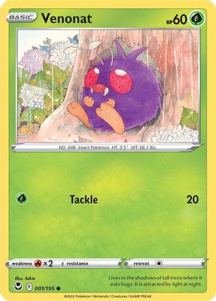 Venonat 001/195 - SWSH12 Silver Tempest - for just $0.05! 