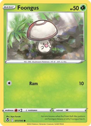 Foongus 011/195 - SWSH12 Silver Tempest - for just $0.05! 