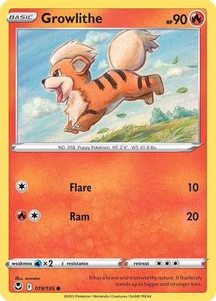 Growlithe 019/195 - SWSH12 Silver Tempest - for just $0.05! 
