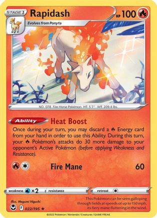 Rapidash 022/195 - SWSH12 Silver Tempest Holofoil - for just $0.13! 