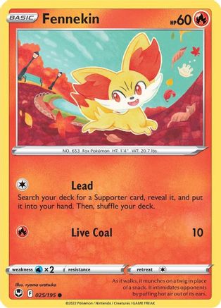 Fennekin 025/195 - SWSH12 Silver Tempest - for just $0.05! 