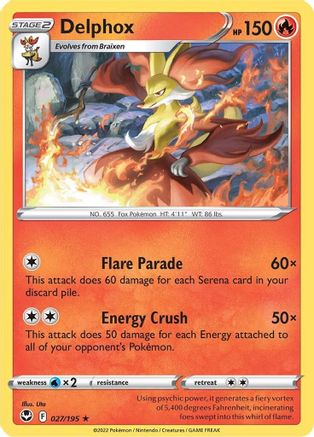 Delphox 027/195 - SWSH12 Silver Tempest - for just $0.10! 