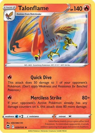 Talonflame 029/195 - SWSH12 Silver Tempest - for just $0.08! 