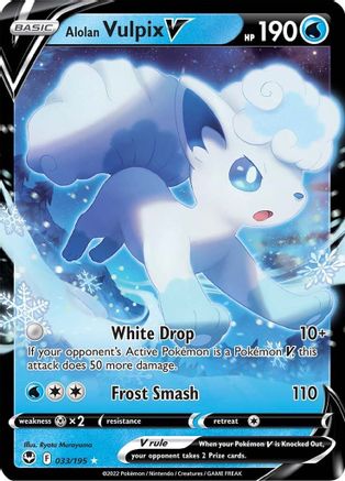 Alolan Vulpix V 033/195 - SWSH12 Silver Tempest Holofoil - for just $0.96! 
