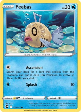 Feebas 039/195 - SWSH12 Silver Tempest - for just $0.05! 