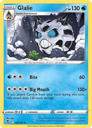 Glalie 042/195 - SWSH12 Silver Tempest - for just $0.03! 