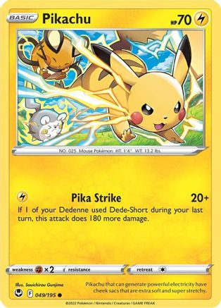 Pikachu 049/195 - SWSH12 Silver Tempest - for just $0.10! 