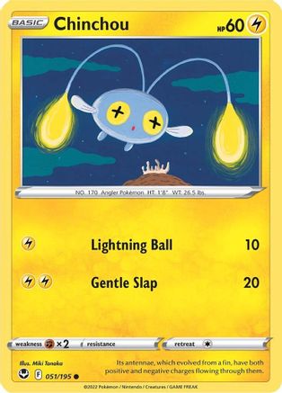 Chinchou 051/195 - SWSH12 Silver Tempest - for just $0.03! 