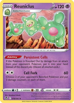 Reuniclus 078/195 - SWSH12 Silver Tempest Holofoil - for just $0.13! 