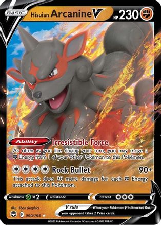 Hisuian Arcanine V 090/195 - SWSH12 Silver Tempest Holofoil - for just $0.50! 