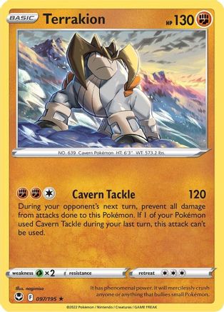 Terrakion 097/195 - SWSH12 Silver Tempest Holofoil - for just $0.10! 