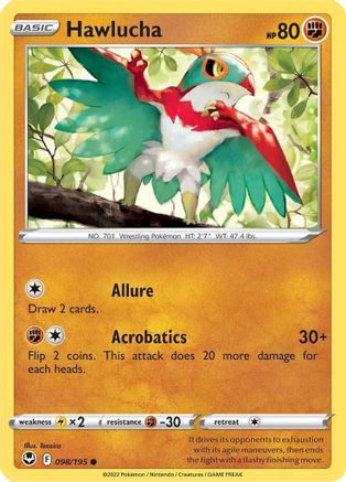 Hawlucha 098/195 - SWSH12 Silver Tempest - for just $0.05! 