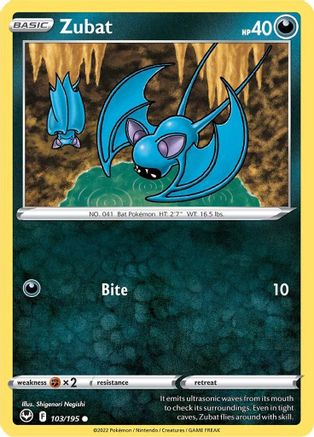 Zubat 103/195 - SWSH12 Silver Tempest - for just $0.05! 
