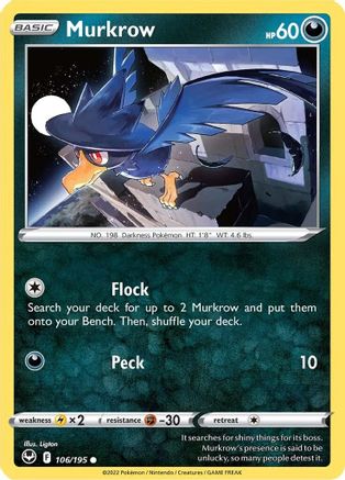 Murkrow 106/195 - SWSH12 Silver Tempest - for just $0.03! 