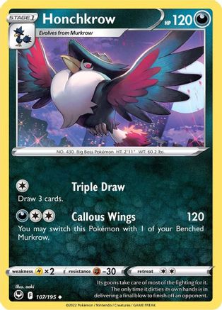 Honchkrow 107/195 - SWSH12 Silver Tempest - for just $0.05! 