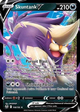 Skuntank V 108/195 - SWSH12 Silver Tempest Holofoil - for just $0.30! 