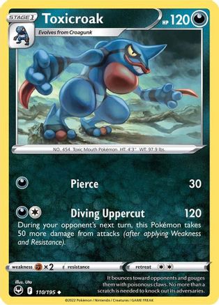 Toxicroak 110/195 - SWSH12 Silver Tempest - for just $0.05! 