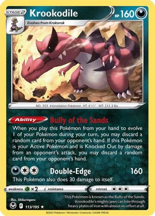 Krookodile 113/195 - SWSH12 Silver Tempest Holofoil - for just $0.15! 