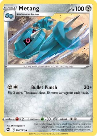 Metang 118/195 - SWSH12 Silver Tempest - for just $0.05! 