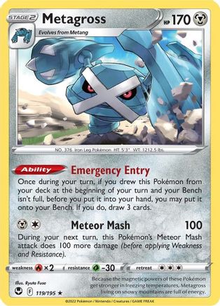 Metagross 119/195 - SWSH12 Silver Tempest Holofoil - for just $0.13! 