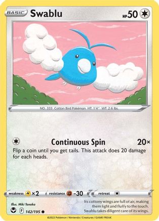 Swablu 142/195 - SWSH12 Silver Tempest - for just $0.04! 