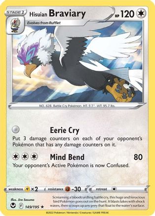 Hisuian Braviary 149/195 - SWSH12 Silver Tempest - for just $0.10! 