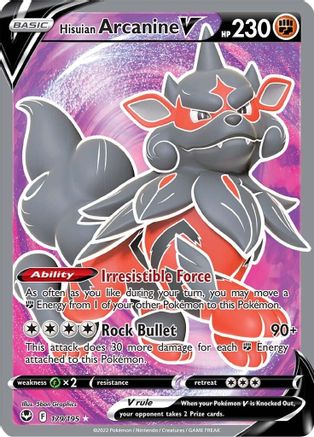 Hisuian Arcanine V (Full Art) 179/195 - SWSH12 Silver Tempest Holofoil - for just $1.52! 
