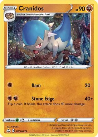 Cranidos SWSH274/307 - SWSH Sword & Shield Promo Cards Holofoil - for just $0.25! 