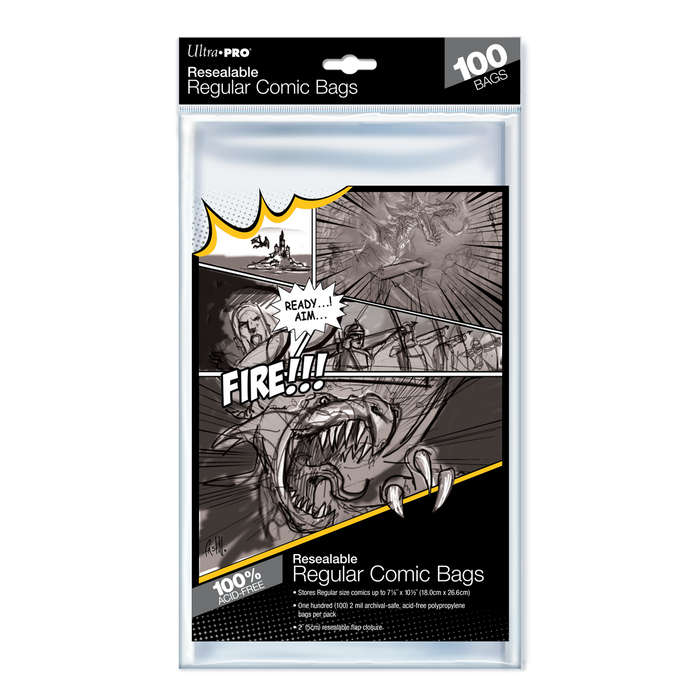 Ultra PRO: Comic Bags - Resealable Regular Size (7-1/8" X 10-1/2" / 100-Pack) - for just $0! 