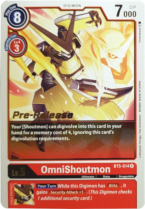 OmniShoutmon [BT5-014] [Battle of Omni Pre-Release Promos] - Just $0.15! Shop now at Retro Gaming of Denver