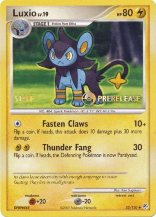 Luxio (52/130) (Prerelease Promo Staff) [Nintendo: Black Star Promos] - for just $0.40! 