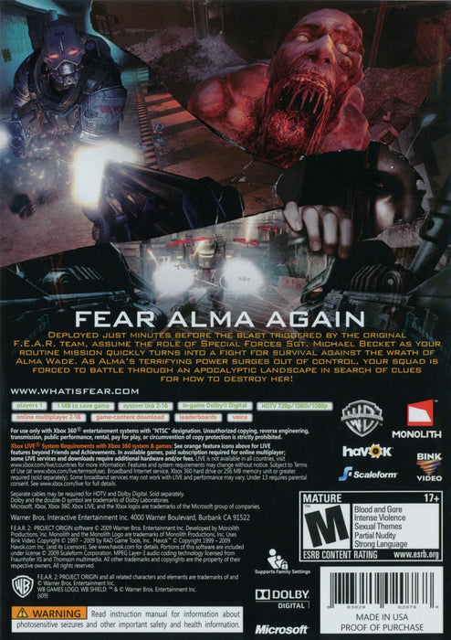 F.E.A.R. 2 Project Origin – Xbox 360 (X360) - for just $0! 