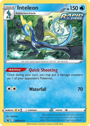 Inteleon SWSH279/307 - SWSH Sword & Shield Promo Cards Holofoil - for just $0.18! 