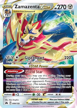 Zamazenta VSTAR 099/159 - Crown Zenith Holofoil - for just $0.90! 