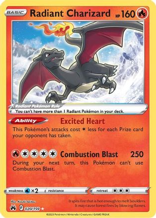 Radiant Charizard 020/159 - Crown Zenith Holofoil - for just $6.51! 