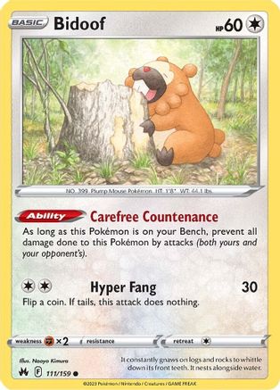 Bidoof 111/159 - Crown Zenith - for just $0.10! 