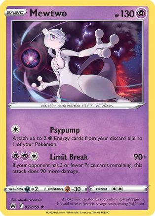 Mewtwo 059/159 - Crown Zenith Holofoil - for just $0.70! 