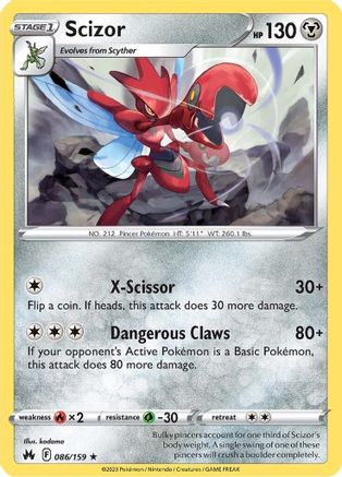 Scizor 086/159 - Crown Zenith - for just $0.05! 