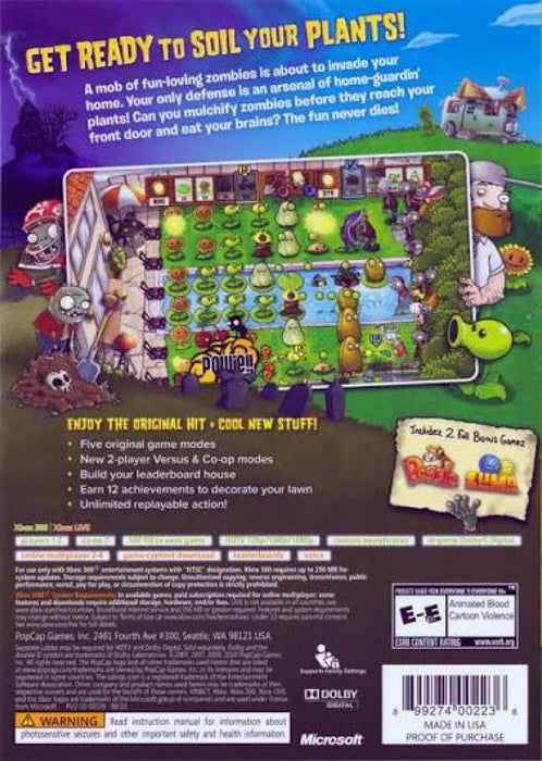 Plants vs. Zombies [Platinum Hits] – Xbox 360 (X360) - for just $11.99! 